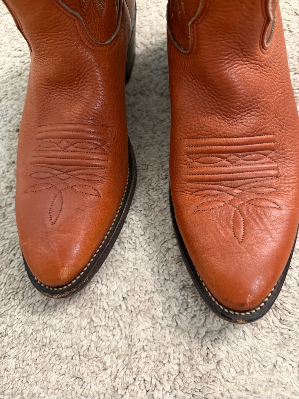 Nocona - Tan Leather Cowboy Boots - Embroidered Interior men’s 9d/ladies 11d - Picture 15 of 15